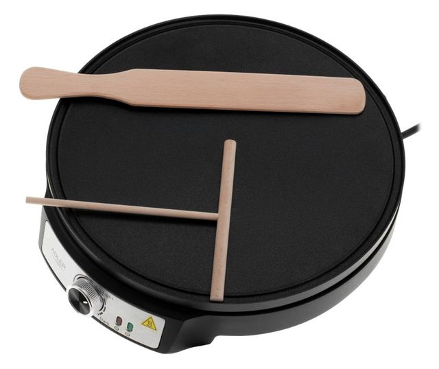 Adler AD 3093 Palacsintasütő, 1600 W, 30 cm, Eszközök mellékelve, Fekete/Rozsdamentes acél