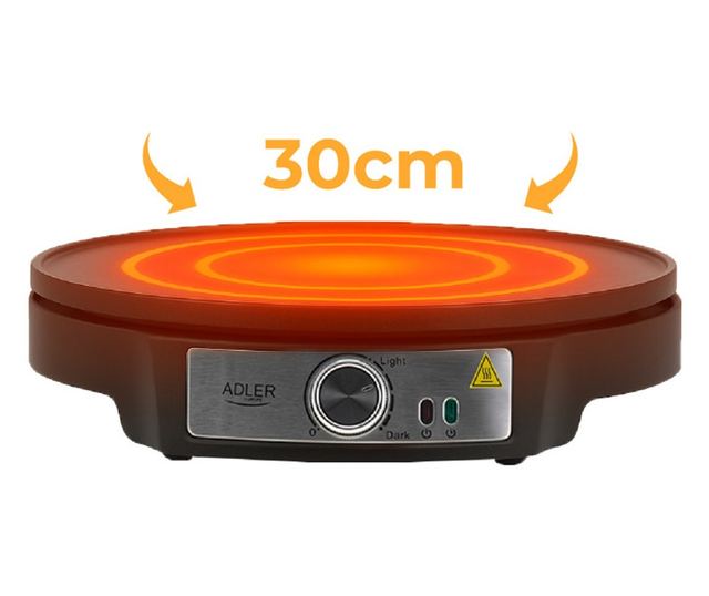 Adler AD 3093 Palacsintasütő, 1600 W, 30 cm, Eszközök mellékelve, Fekete/Rozsdamentes acél