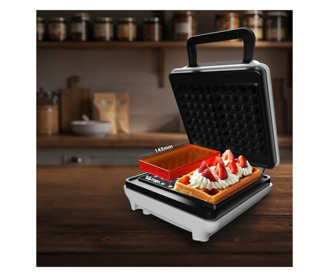 Gofrisütő Mesko MS 3091, 1800W, Tapadásmentes bevonat, 2 sütőlap, Csúszásmentes lábak, Fehér