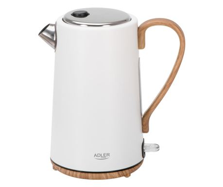Fierbător electric Adler AD 1352, 2200W, 1,7 l, STRIX, Bază rotativă, Oprire automată, Alb