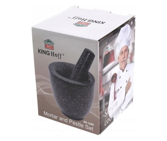 Kinghoff KH 1680 Márvány Moúrcsa és Keverő, 12x15,5 cm, Gránit, Fekete