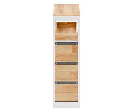 SoBuy bela kopalniška omarica s 4 kolesi, 3 predali in 2 policama, 23,2x65,3x82