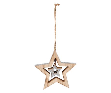 Božićni ukras-kuglica zvijezda drvena 12 cm