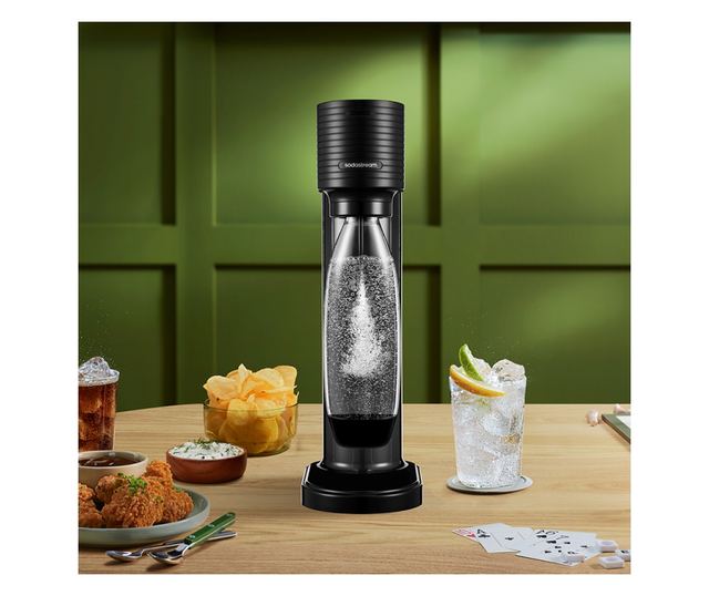 SodaStream GAIA szénsavasvíz-készítő, 1 l, manuális szénsavasítás, 2 fokozat, BPA-mentes, fekete