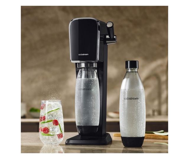 SodaStream ART szénsavasvíz-készítő, 1L, manuális szénsavasítás, 2 fokozat, BPA-mentes, fekete/ezüst