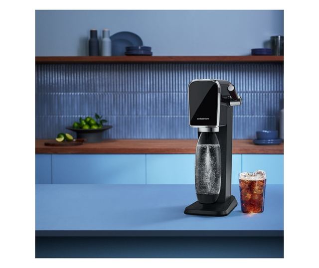 SodaStream ART szénsavasvíz-készítő, 1L, manuális szénsavasítás, 2 fokozat, BPA-mentes, fekete/ezüst