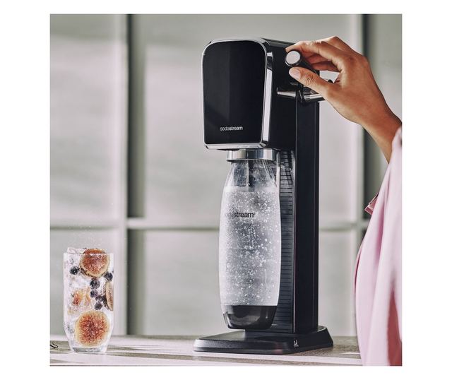SodaStream ART szénsavasvíz-készítő, 1L, manuális szénsavasítás, 2 fokozat, BPA-mentes, fekete/ezüst