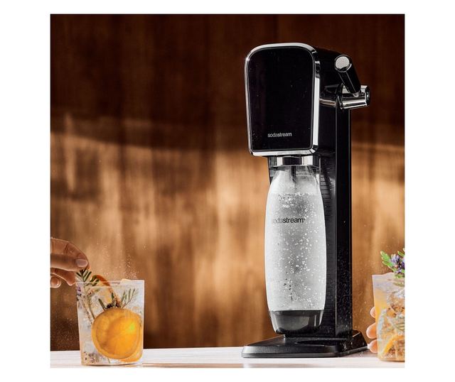 SodaStream ART szénsavasvíz-készítő, 1L, manuális szénsavasítás, 2 fokozat, BPA-mentes, fekete/ezüst
