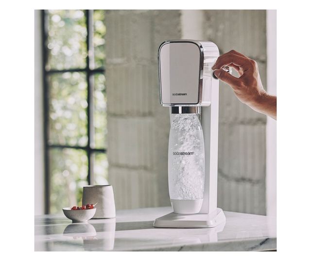 SodaStream ART szénsavasvíz-készítő, 1L, manuális szénsavasítás, 2 fokozat, BPA-mentes, fehér/ezüst