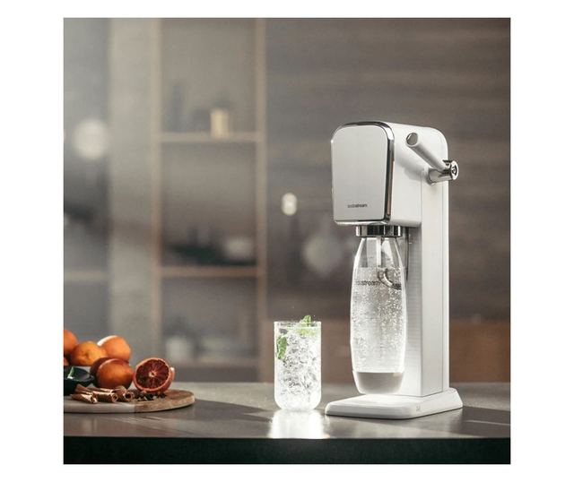 SodaStream ART szénsavasvíz-készítő, 1L, manuális szénsavasítás, 2 fokozat, BPA-mentes, fehér/ezüst