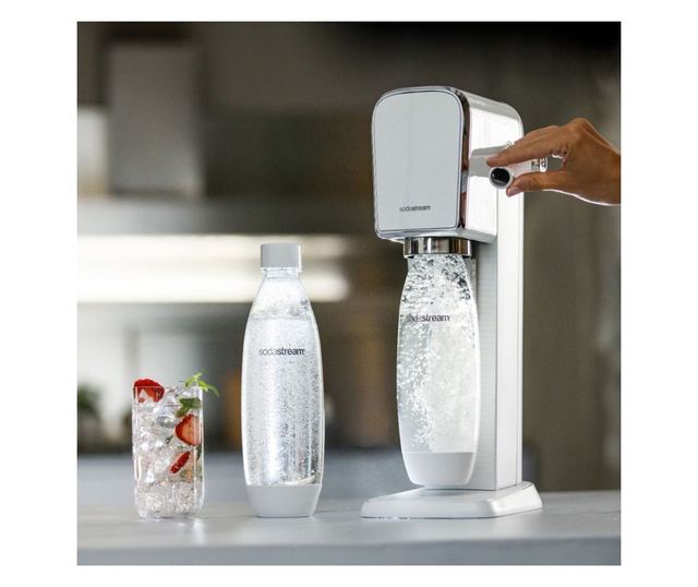 SodaStream ART szénsavasvíz-készítő, 1L, manuális szénsavasítás, 2 fokozat, BPA-mentes, fehér/ezüst