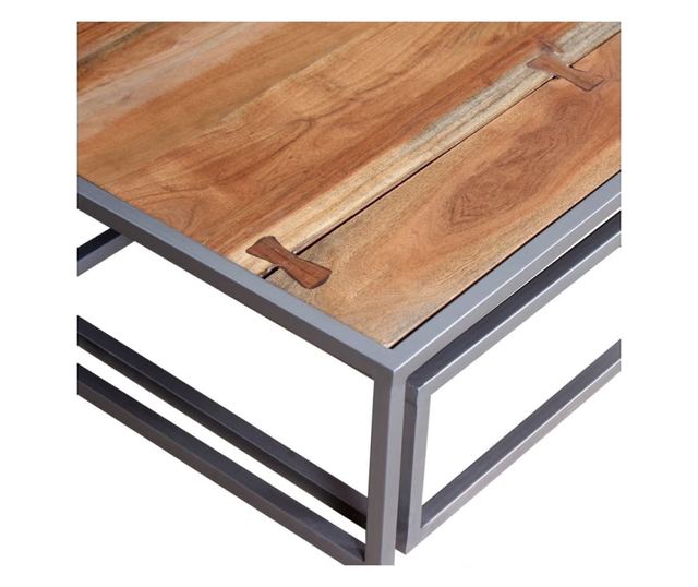 Set stolića za kavu, dva komada, masivno drvo bagrema