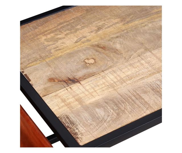 Stolić za kavu s držačem za časopise od prave kože, 110x50x45 cm