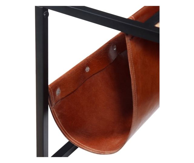 Stolić za kavu s držačem za časopise od prave kože, 110x50x45 cm