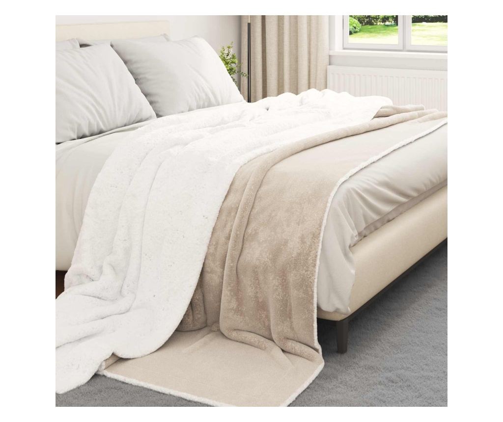 Одеяло Бежово 240 x 270 см Мека вълна - 3