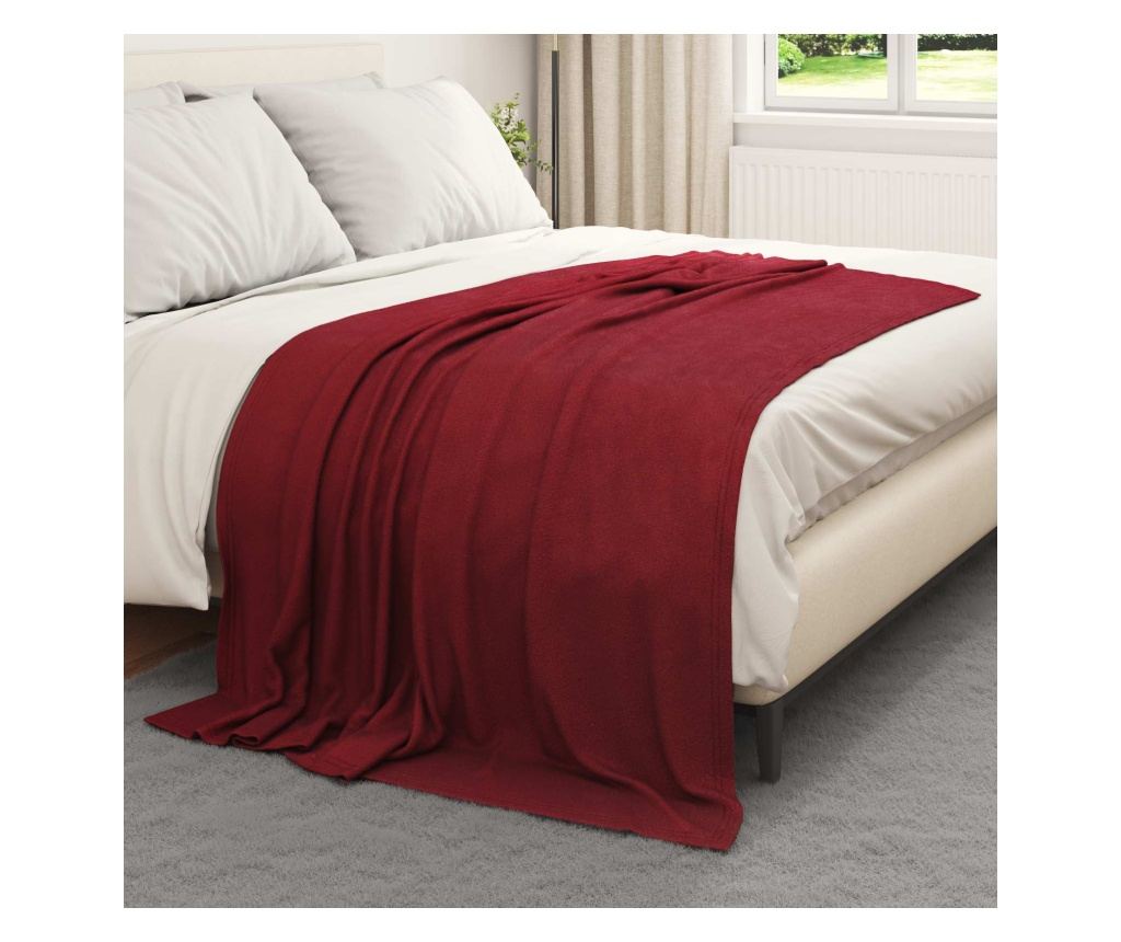 Одеяло Бордо червен 200 x 150 cm Мека вълна - 3