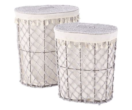 Set od 2 sive krem košare za rublje 40 x 30 x 45, 46 x 34 x 52 cm