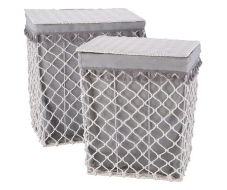 Set od 2 sive košare za rublje 40 x 30 x 46, 45 x 35 x 51 cm