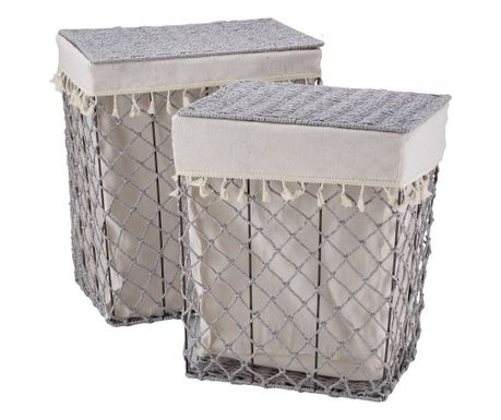 Set od 2 sive bež košare za rublje 40 x 30 x 46, 45 x 35 x 51 cm