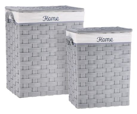 Set od 2 sive i krem košare za rublje - 38 x 28 x 50 cm, 45 x 33 x 56 cm