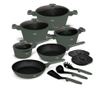 Set oale si tigai cu capace, 15 piese Green Matt Berlinger Haus BH 8208N, verde mat, antiaderente cu titan, inductie thumbnail 1
