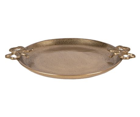 Tava decorativa aluminiu auriu 37x31x3 cm