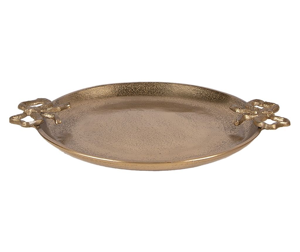 Tava decorativa aluminiu auriu 37x31x3 cm - 2