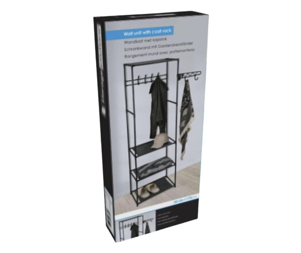 Cuier multifuncțional cu polițe și cârlige, compact și modern 50x36x170 cm - 2