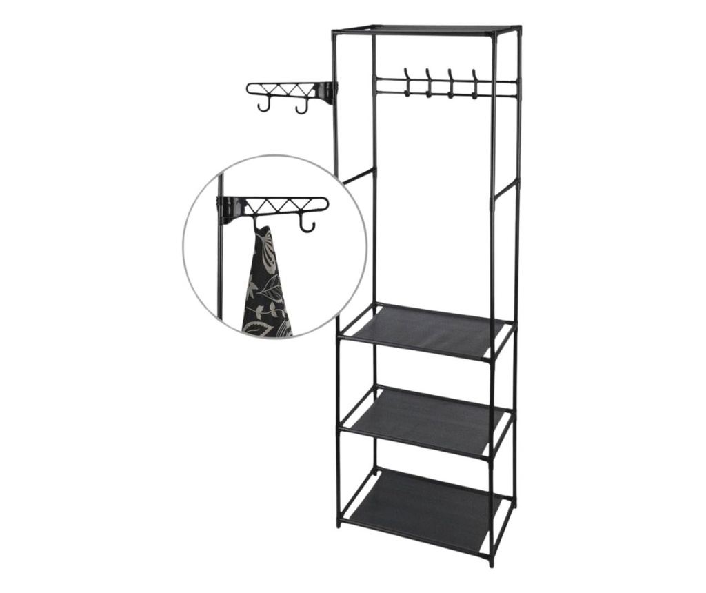 Cuier multifuncțional cu polițe și cârlige, compact și modern 50x36x170 cm - 4