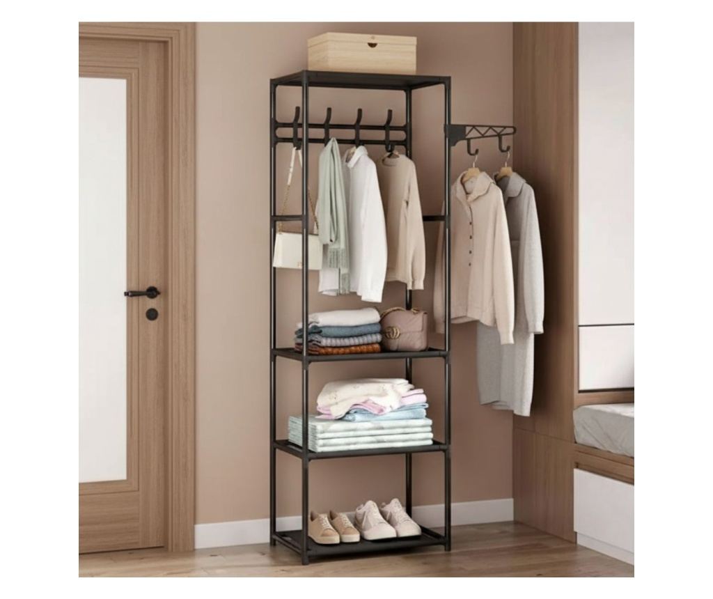 Cuier multifuncțional cu polițe și cârlige, compact și modern 50x36x170 cm - 5