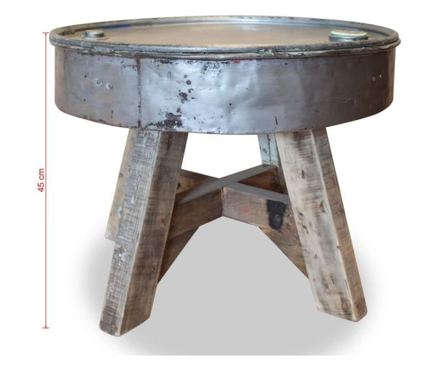 Stolić za kavu od recikliranog masivnog drva 60 x 45 cm Srebrni