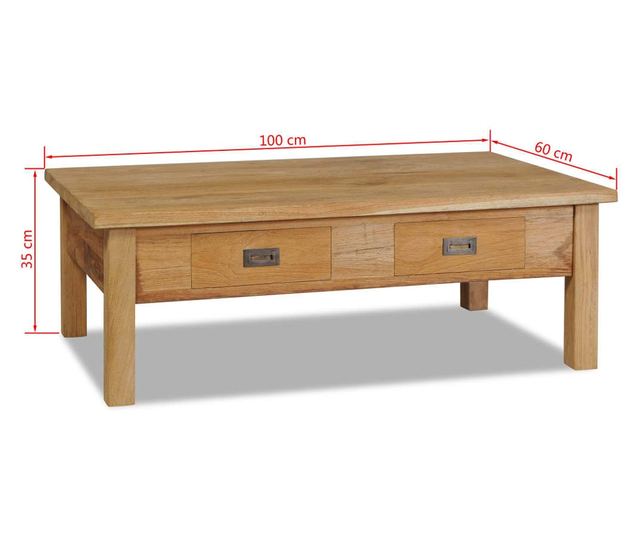 Stolić za kavu, masivno tikovo drvo, 100 x 60 x 35 cm