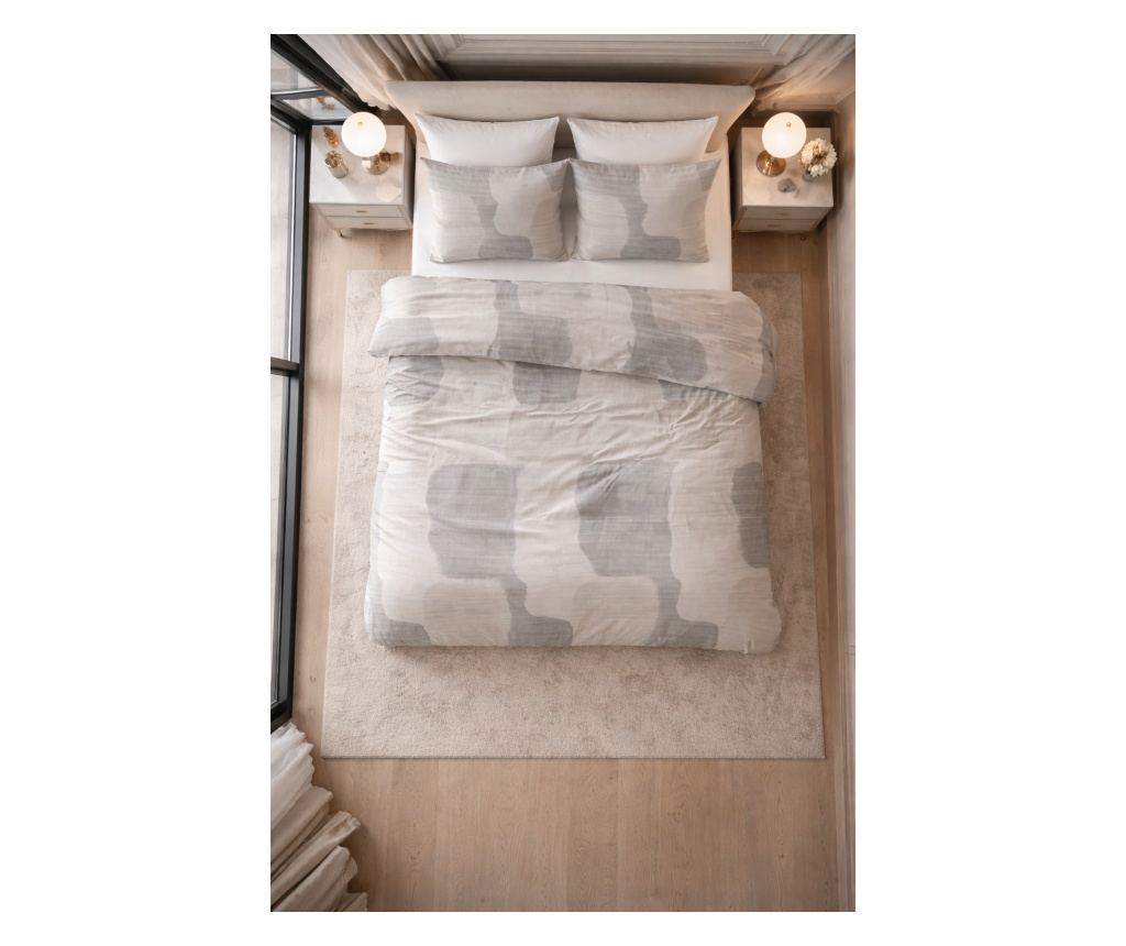 Posteljina Sleeptime, 1x navlaka za poplun 140x200/220, 1x jastučnica 60x70, 100% pamuk, hipoalergena, boja Dune Gray - 5