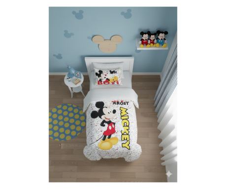 Posteljnina Javoli, 1x prevleka za odejo 140x200, 1x prevleka za blazino 70x90, 100 % bombaž, hipoalergena, Disney Mickey Mad Mo