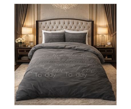 Sleeptime Elegance Live Today Posteljina antracit boje, 140x220 cm