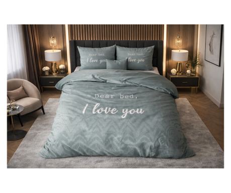 Sleeptime Essentials I Love Bed Zelena posteljina, mikrofibra, 200x200/220 cm