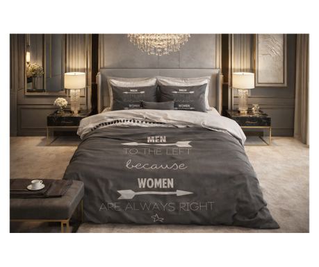 Sleeptime Women Always Right Antracit posteljina, pamuk, 140x200/220 cm
