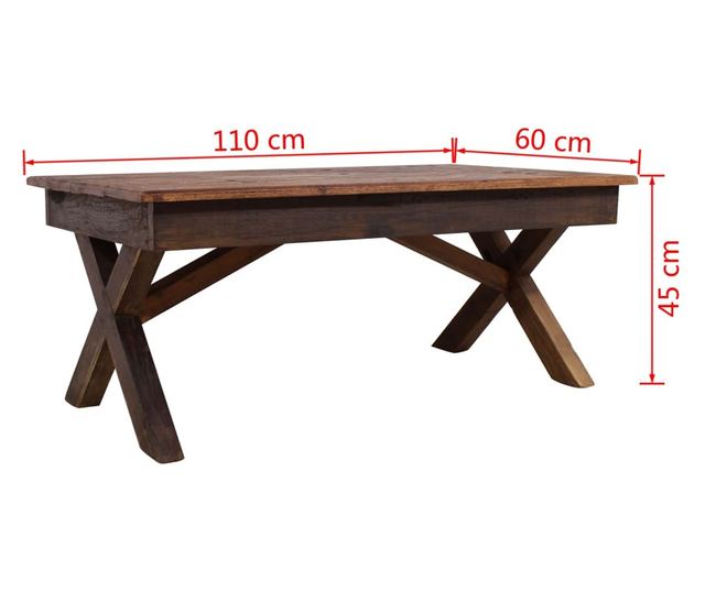 Stolić za kavu, reciklirano masivno drvo, 110 x 60 x 45 cm