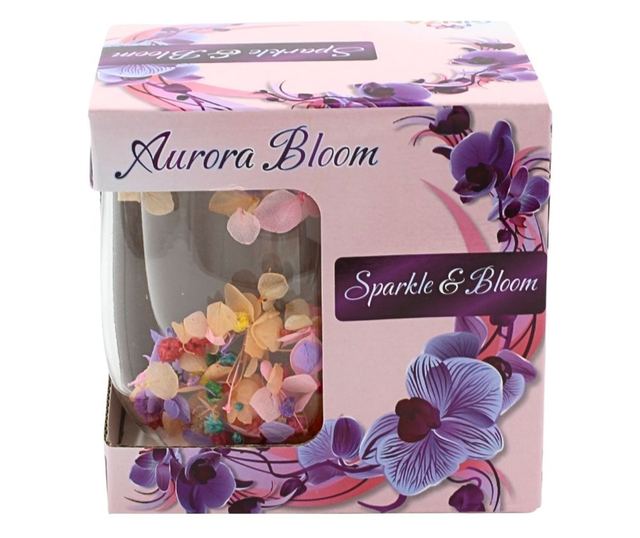 Aurora Bloom Duplafalú Boroszilikát Üveg Bögre Szárított Hortenzia Virágokkal, Pasztell Színek, 250 ml