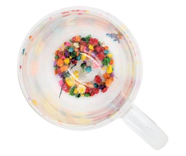 Aurora Bloom Duplafalú Boroszilikát Üveg Bögre Szárított Virágokkal, 350ml