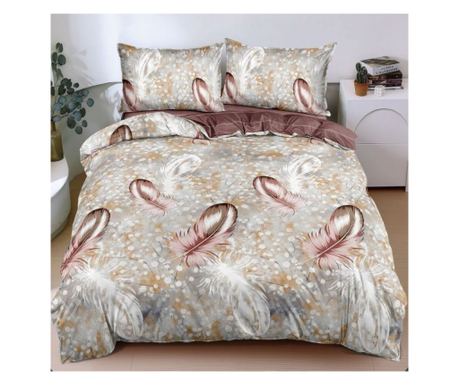 Set lenjerie de pat dublu, bumbac satinat, 220 x 230 cm, 4 piese, multicolor, Casa de Vis, A50-699