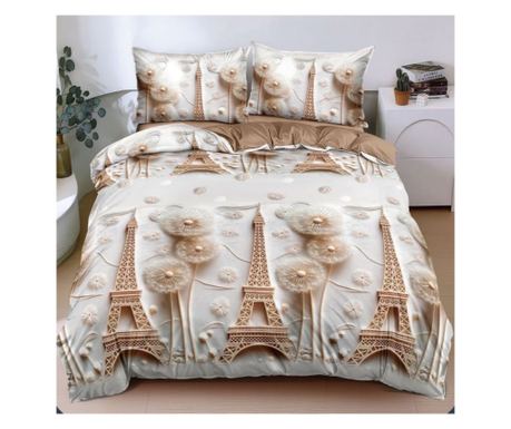 Set lenjerie de pat dublu, bumbac satinat, 220 x 230 cm, 4 piese, multicolor, Casa de Vis, A50-700