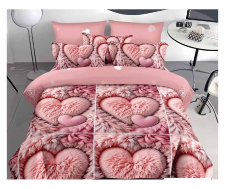 Set lenjerie de pat dublu, bumbac satinat, 220 x 230 cm, 6 piese, multicolor, Casa de Vis, R60-617