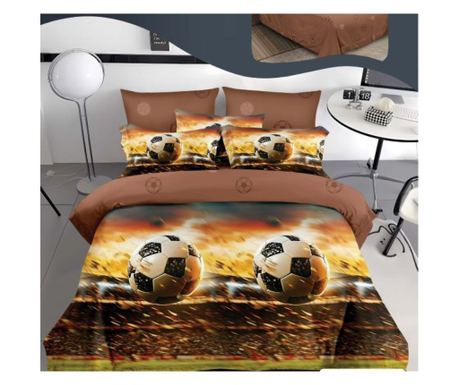 Set lenjerie de pat dublu, bumbac satinat, 220 x 230 cm, 6 piese, multicolor, Casa de Vis, R60-624