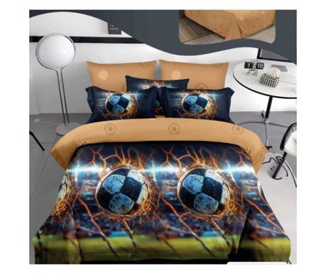 Set lenjerie de pat dublu, bumbac satinat, 220 x 230 cm, 6 piese, multicolor, Casa de Vis, R60-627