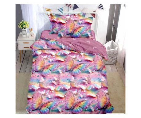 Set lenjerie de pat, 1 persoana, 140 x 200 cm, cu elastic,  4 piese, Casa de Vis,T60-155