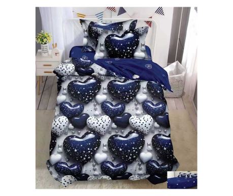 Set lenjerie de pat, 1 persoana, 140 x 200 cm, cu elastic,  4 piese, Casa de Vis,T60-157