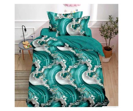 Set lenjerie de pat, 1 persoana, 140 x 200 cm, cu elastic,  4 piese, Casa de Vis,T60-162
