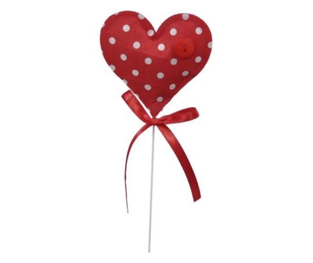 Szív Dísz Botocskán, Textil, 7x7 cm