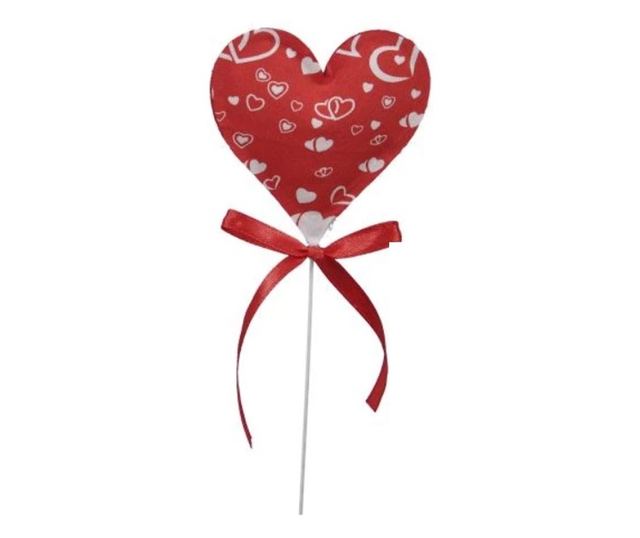 Szív Dísz Botocskán, Textil, 7x7 cm